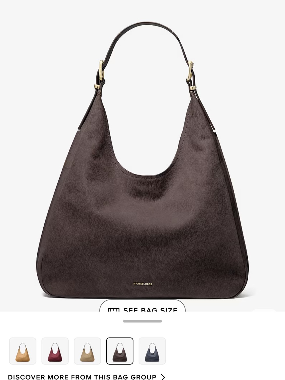 Michael Kors Chocolate Pebbled Leather Shoulder Hobo
